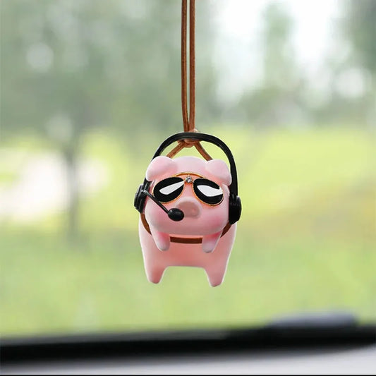 Cute Pig Car Accessorie Swing Pig Car Pendant Auto Rearview Mirror Pendants Birthday Gift Auto Decoraction Ornaments Coche