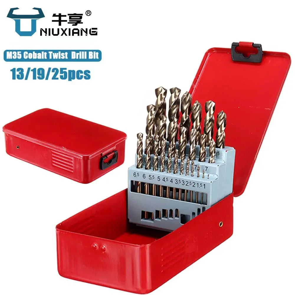 13/19/25PCS Cobalt HSS Twist Drill Bit Set for Metal Woodworking Tools Drills Punch Hole Titanium Coated Carbide Drill Bits Kit