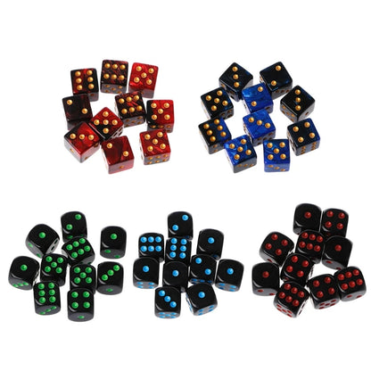 10pcs 15mm Multicolor Acrylic Cube dice set Six Sides Portable Table Games Toy