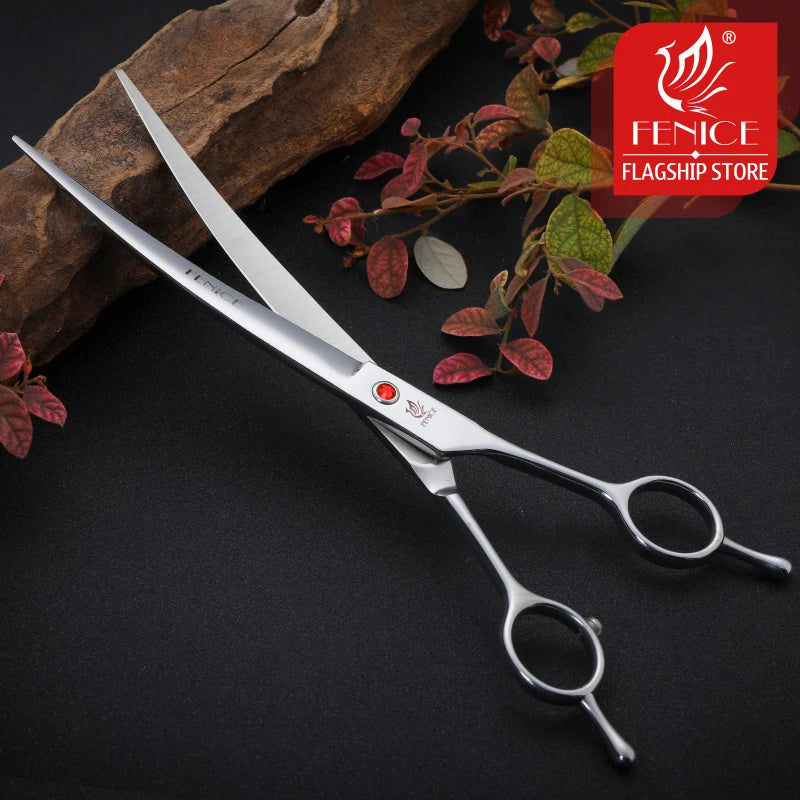 Fenice 7.0 /7.5 /8.0 inch Professional Pet Grooming Shears Dogs Curved Scissors for Dog Beauty