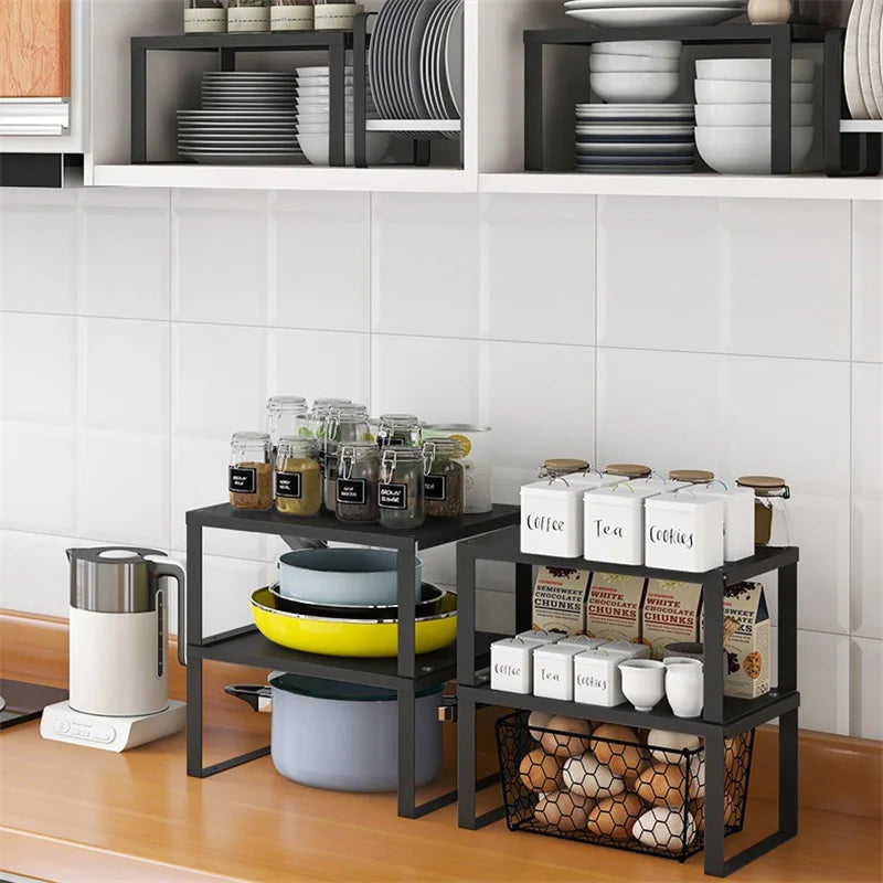 Kitchen Shelf Multifunctional Cabinet Layered Dish Seasoning Bottle Finishing Storage Rack Kitchen Utensils Dishes pot Organizer