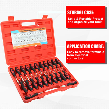 Heavy 23Pcs Car Terminal Removal Repair Tools Electrical Wiring Crimp Connector Pin Extractor Kit Keys Automotive Plug Pullers