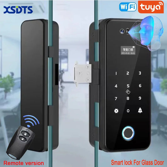 3D Face Recognition Smart Lock Infrared Sensor Tuya APP WIFI Biometric Electronic Fingerprint Unlock Glass Door Lock Wooden Door