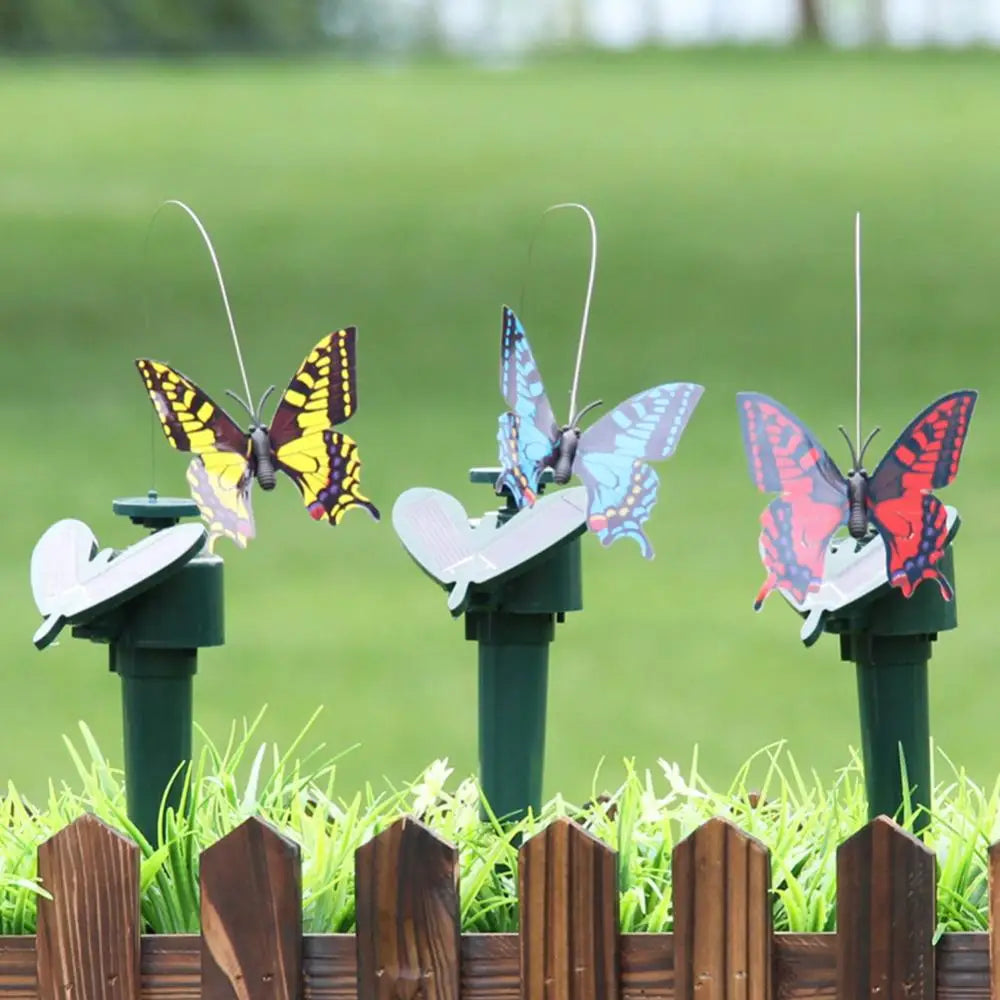 Solar Powered Flying Fluttering Fake Butterfly Yard Garden Stake Ornament Decor Artificial Butterfly Yard Plant Lawn Decorations