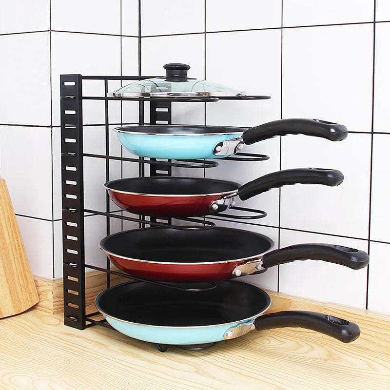 Pots and Pans Organizer Rack Multi-layer iron wire bilateral pot cover storage rack Pots Lids Storage Holder Kitchen storage