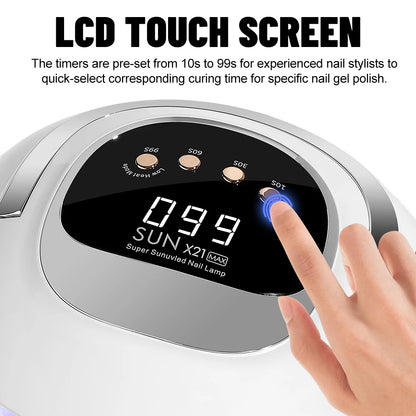 320W 72LEDs Powerful Nail Dryer With Large Touch Screen LED Nail Lamp For Curing All Gel Nail Polish  Professional Drying Lamp