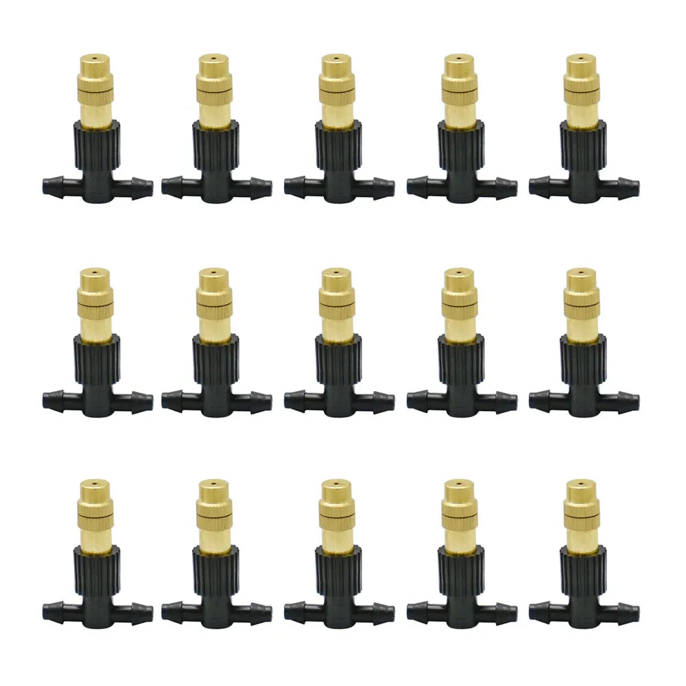 15-250Pcs Micro Drip Irrigation Misting Brass Nozzle Garden Spray Cooling Parts Copper Sprinkler with Thread Barb Tee Connector