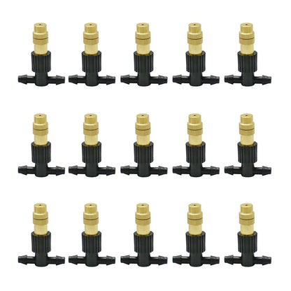 15-250Pcs Micro Drip Irrigation Misting Brass Nozzle Garden Spray Cooling Parts Copper Sprinkler with Thread Barb Tee Connector