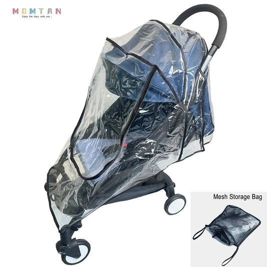 MomTan® Poussette universelle EVA imperméable Housse de pluie Protection contre les intempéries Pour 98% poussettes, fenêtres zippées imperméables