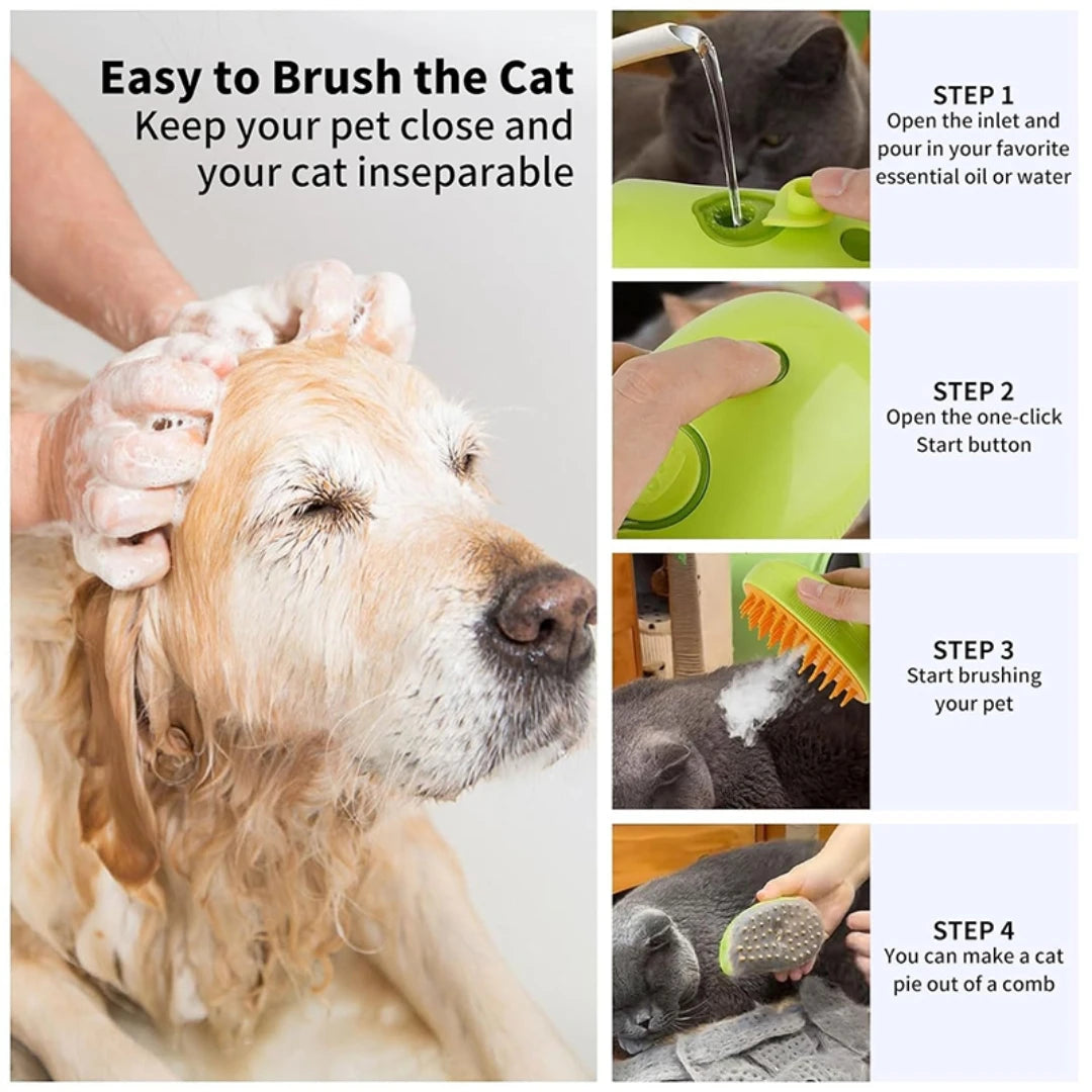 Dog Grooming Comb with Electric Spray Water Spray Kitten Pet Bath Brush Grooming Supplies Soft Silicone Depilation Brush