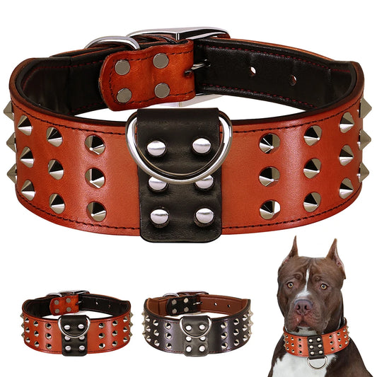 Hundehalsband aus echtem Leder, langlebige Halsbänder für große Hunde, echtes Leder, Haustierhalsband für Französische Bulldogge, Schäferhund, Mops, für mittelgroße und große Hunde