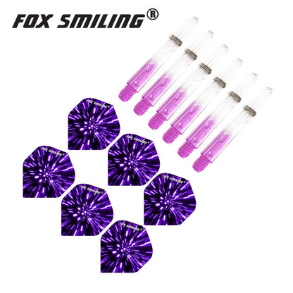 Fox Smiling 2BA 35mm Nylon Dart Shafts With Darts Flights Dardos Feather Leaves Set Colorful Dart Accessories Dartboard Games