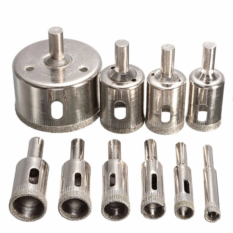 10/15pcs Set Tile drill bit Set Diamond Coated  Tile Marble Glass Ceramic Hole Saw Drilling Bits Power Tools Accessories