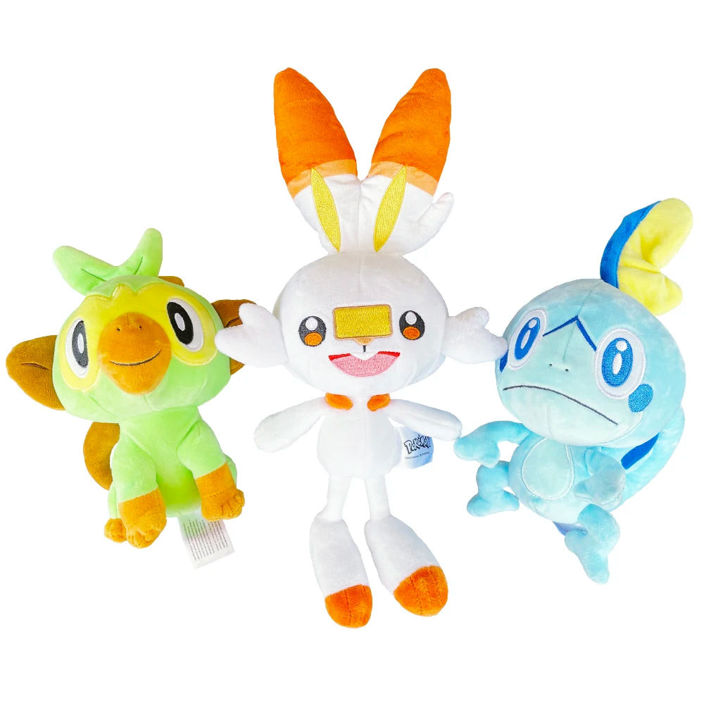 HQ Pokemon Plush Scorbunny Sobble Grookey Plush Stuffed Doll Cinderace Sword Shield Initial Elf Animal Christmas Gift For Kids