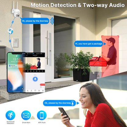 Hiseeu 5MP WiFi CCTV PTZ Camera Security System Kit 10CH NVR Recorder AI Motion Tracking IP Camera Set Video Surveillance System