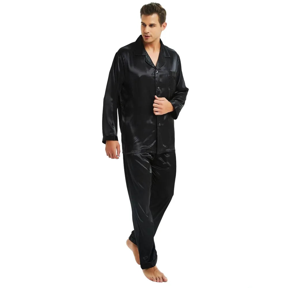 Mens Silk Satin Pajamas Set  Pajama Pyjamas Set  PJS  Set  Sleepwear  Loungewear  S,M,L,XL,2XL,3XL,4XL__Perfect  Gifts